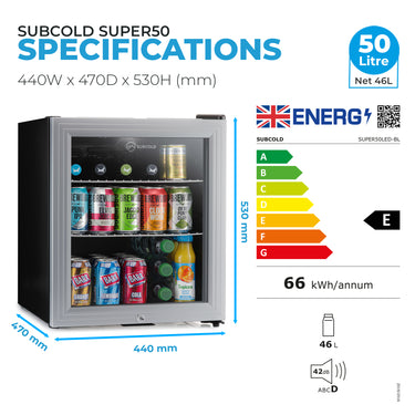 Subcold Super 50 LED Beer Fridge - Silver | Refurbished